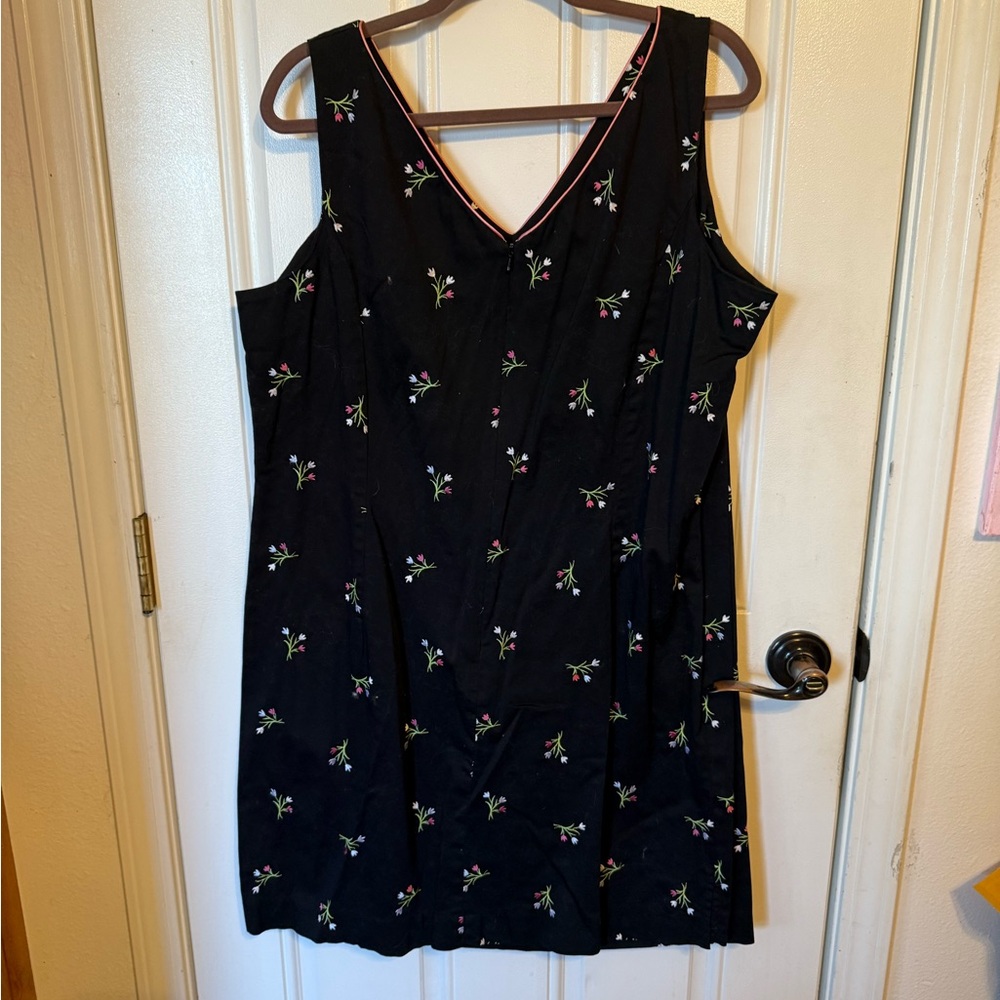 Amanda Smith Black Midi Dress with Pink Floral Embroidery